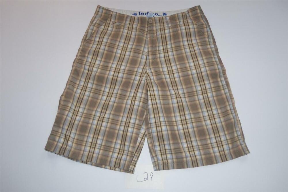 Indigo Plaid Shorts Size 36 Mens -0713L28